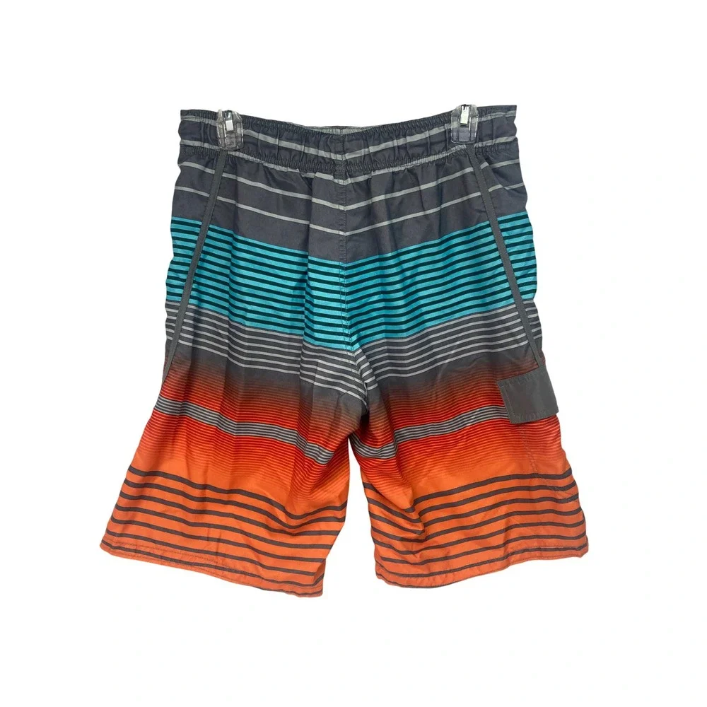 OP Board Shorts Men's S 28-30 Gray Orange Striped Swim Trunks 10